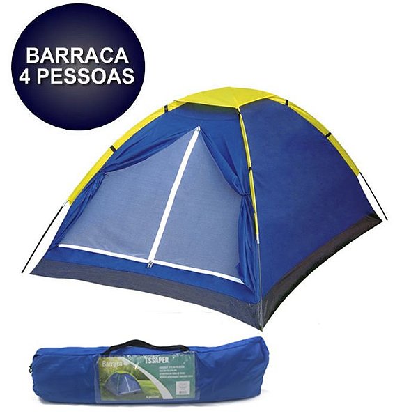 Barraca para 4 pessoas com bolsa transporte acampamento tenda grande caming praia 200x200x130CM - Tssaper - TB004 - azul