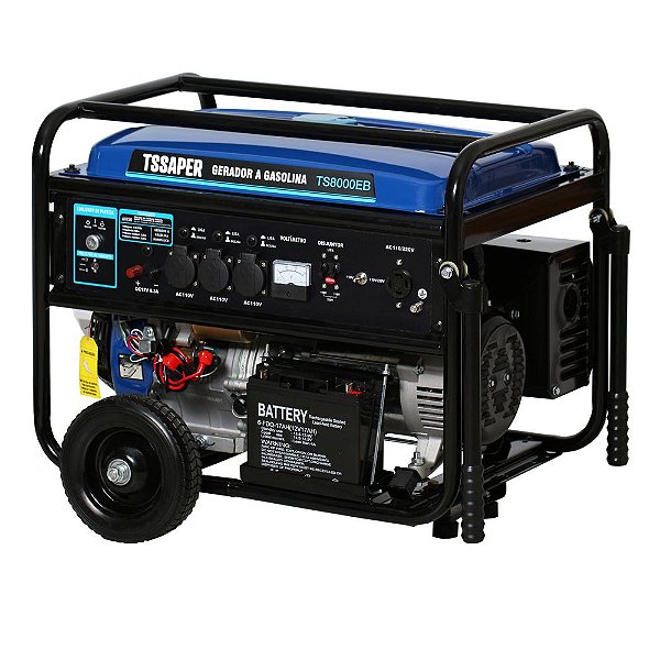 Gerador de Energia a Gasolina 8,1kva 6500w 15hp partida elétrica Monofásico Tssaper TS8000EB