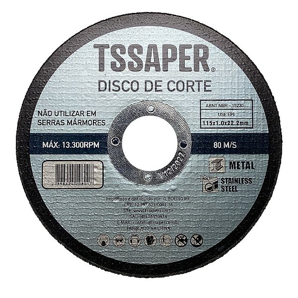 pacote com 100pcs Disco de corte tamanho 115mm para esmirilhadeira