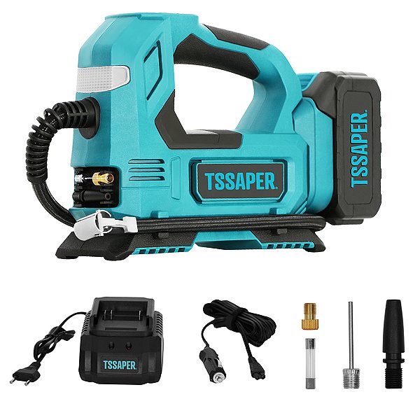 Bomba de Ar Compressor Inflador Portátil a Bateria 21v 3000maH Tssaper