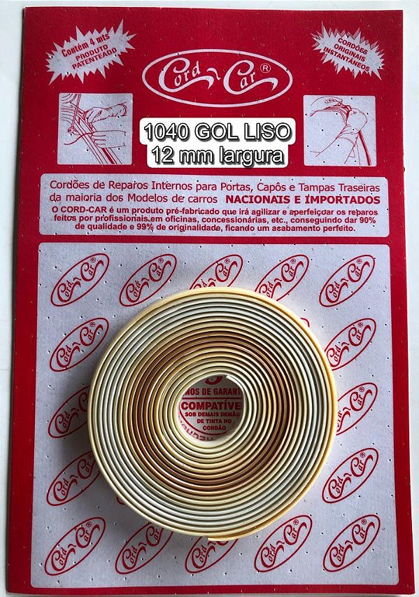 Filete de Calafetação Automotiva 4 metros GOL, Ford Ka, Celta, Palio, Vectra LISO 12 mm largura