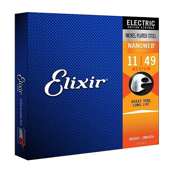 Encordoamento Elixir Guitarra 011 Medium Nanoweb 12102