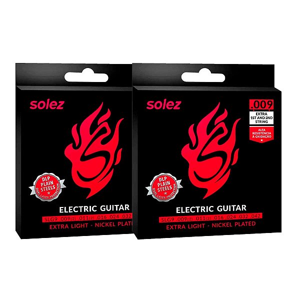 Kit 2 Encordoamento Guitarra Solez 09 SLG09 DLP
