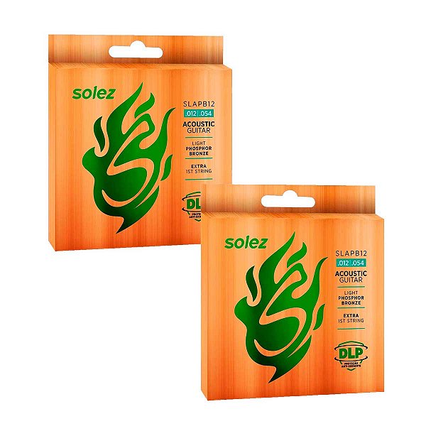 Kit 2 Encordoamento Solez Violão Aço 012 Bronze SLAPB12