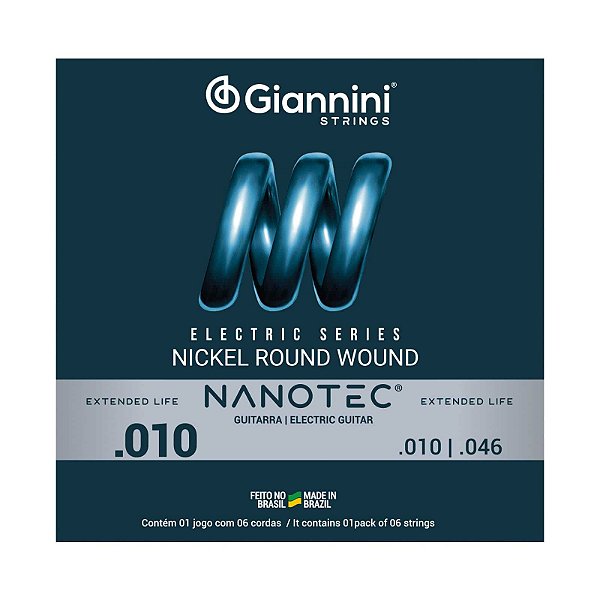 Encordoamento Guitarra Giannini 010 NANOTEC GEEGST10