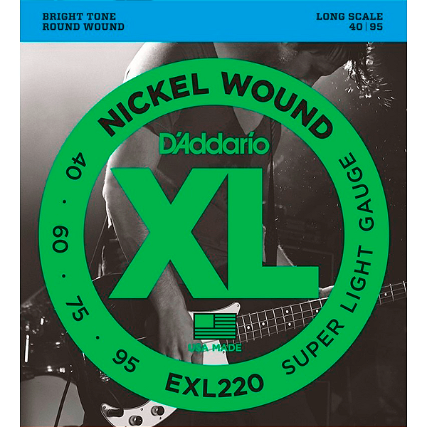 Encordoamento D'Addario Baixo 4 cordas EXL220 ESC. LONGA