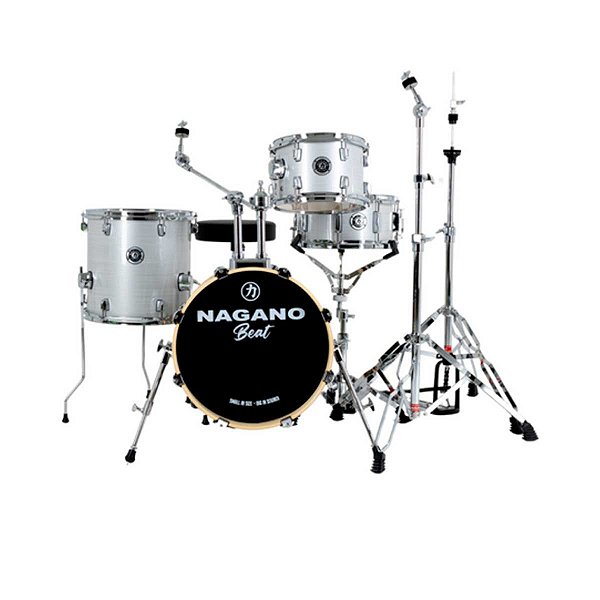 Bateria Acústica Nagano 16 Beat NSS New Silver C/ Ferragem