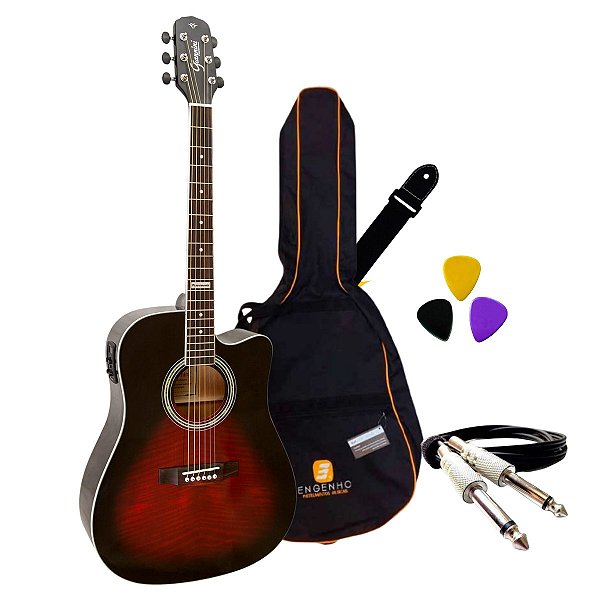 Violão EQ Giannini GF-1D BRB Capa + Palhetas + Cabo e Correia