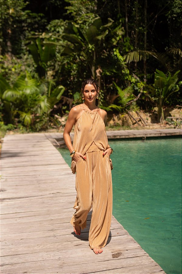 CONJUNTO FERRARA BLUSA E CALÇA NUDE