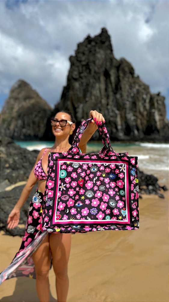 BOLSA FLORAL ROSA