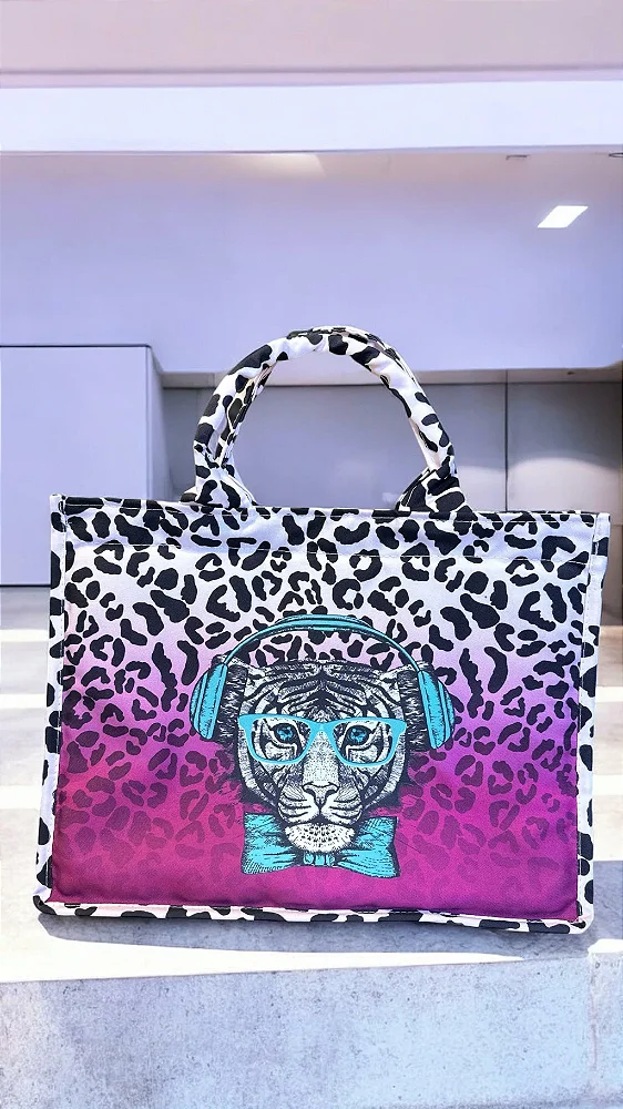 BOLSA ONÇA DEGRADÊ FÚCSIA