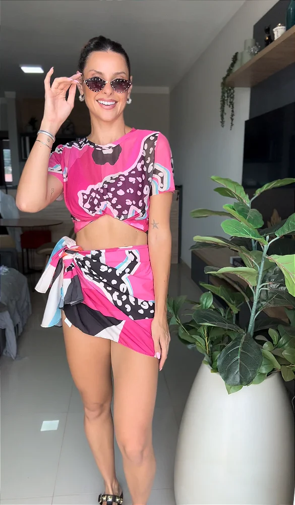 T-SHIRT LEOPARD KANGOO PINK