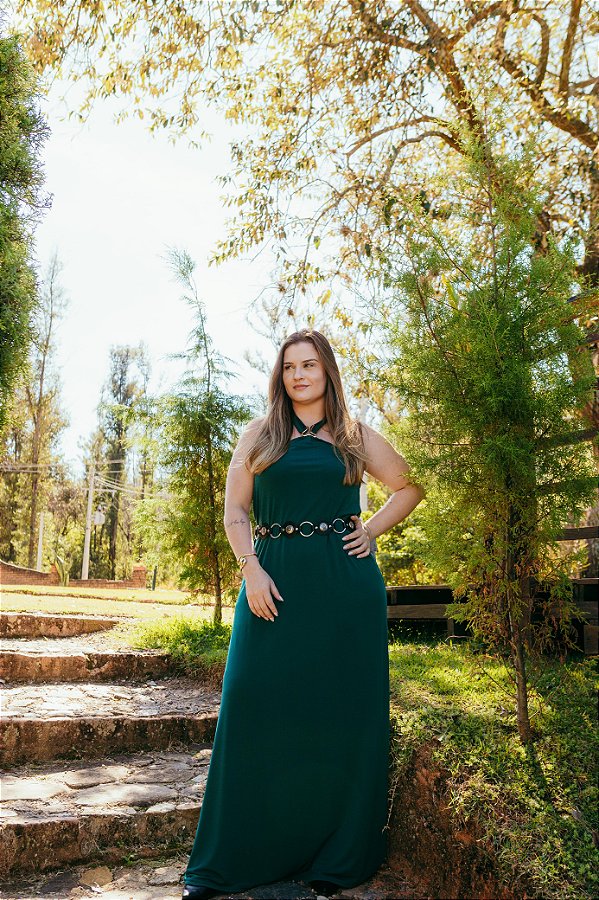 VESTIDO FENDI VERDE PETRÓLEO