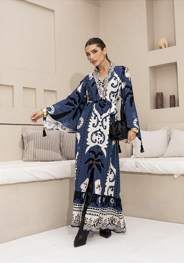VESTIDO SANTORINI BOHO EM VISCOSE