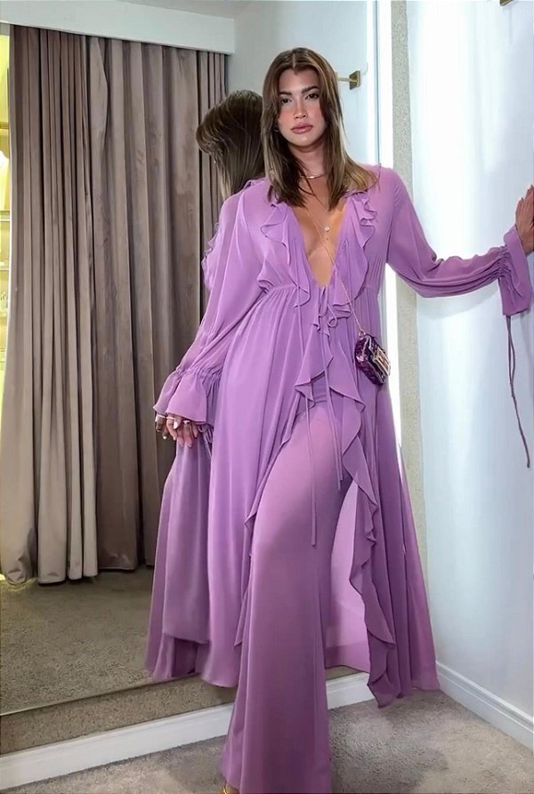 CONJUNTO MUSSELINE ISLA MID MANGA LONGA LILAS