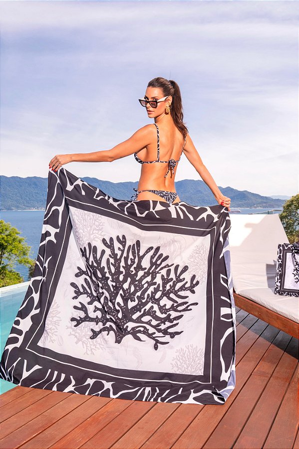 PAREÔ FLORAL BLACK CORAL