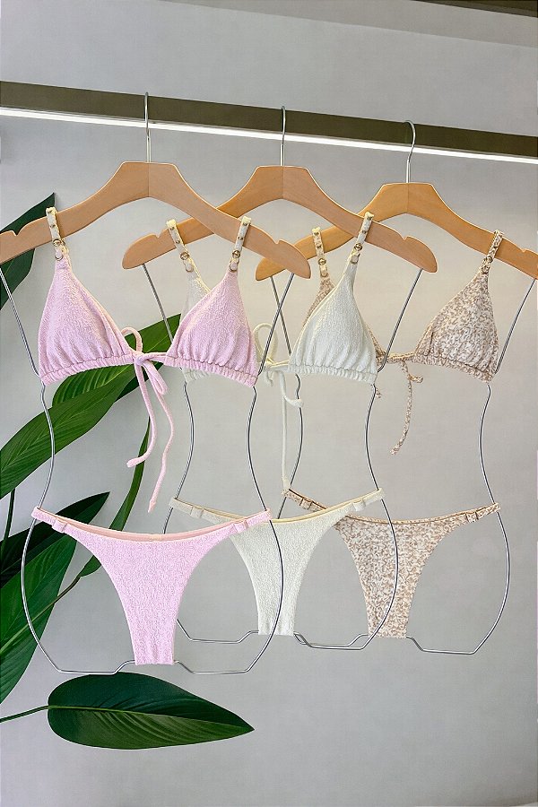 BIQUÍNI CORTININHA CORRENTE MESCLADO NUDE COM OFF WHITE