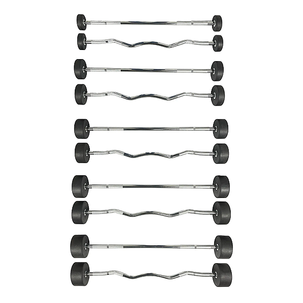 10 BARRAS MONTADAS RETAS E CURVADAS 10 AO 30KG - IRONBULL