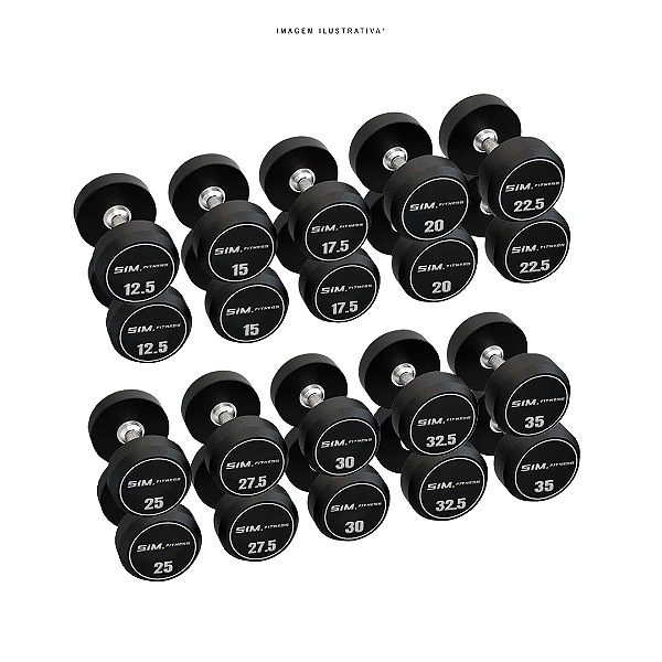 10 PARES DE DUMBBELLS PREMIUM 12,5 a 35kg - SIM FITNESS