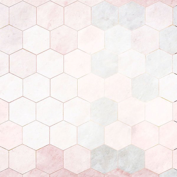 Fundo Fotográfico MDF 60x60cm Hexagon Pink Marble Tiles