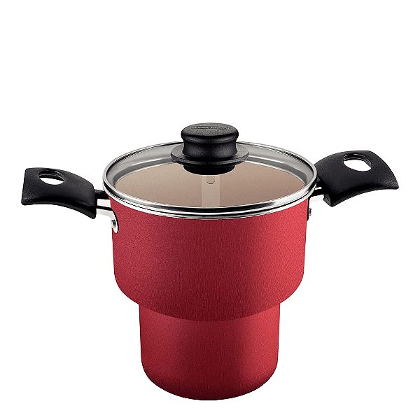 Cuscuzeira Tramontina Turim Média 14cm 1,9L Vermelha Panela Antiaderente Original Família