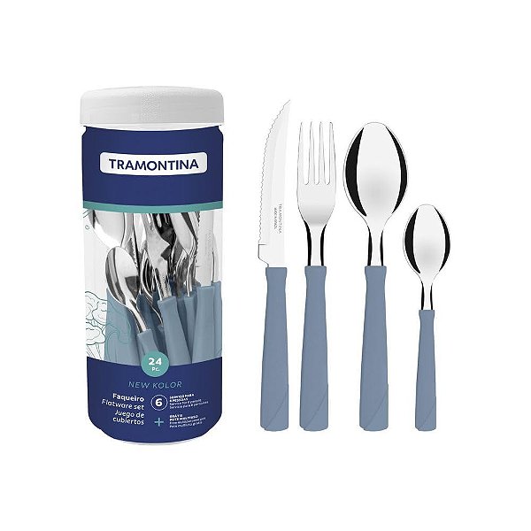 Faqueiro Tramontina New Kolor | 24 Peças - Azul