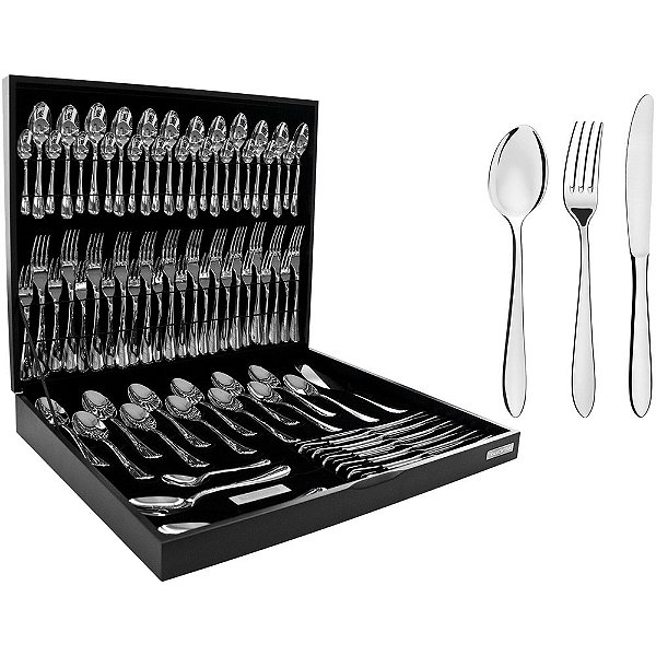 Faqueiro Tramontina Satri Inox com Estojo de Madeira 76 Peças