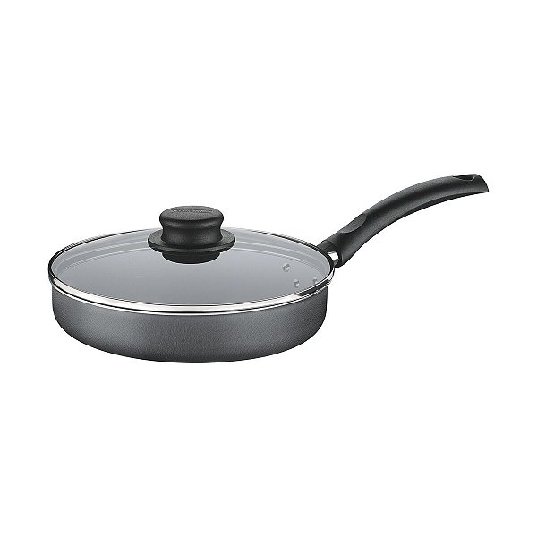 Frigideira Reta Funda com Tampa de Vidro Tramontina Turim 22cm 1,7L Alumínio Antiaderente Cinza