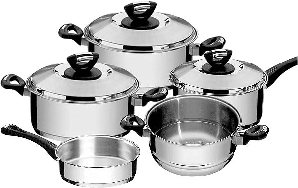 Jogo de Panelas Fundo Triplo com Cabos/Alças Baquelite, Tramontina, Solar 65720010, Inox