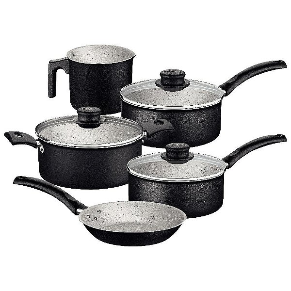 Jogo de Panelas Tramontina Turim em Aluminio Antiaderente Preto 05 Pe