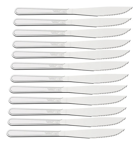 Jogo 12 Facas Churrasco Tramontina Búzios Aço Inox Original Prateado
