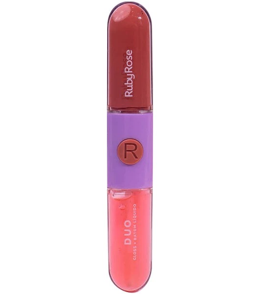 Gloss + Batom Líquido Duo Ruby Rose Ld02 9,6g