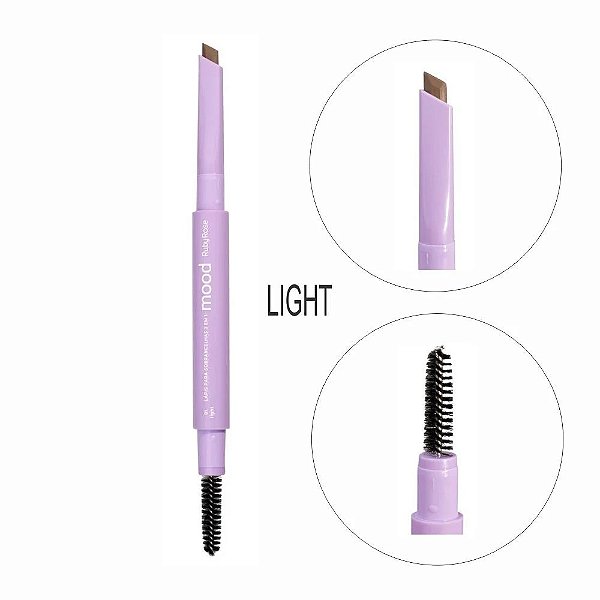 LÁPIS PARA SOBRANCELHAS 2 EM 1 MOOD 01 LIGHT HB-518-1 RUBY ROSE