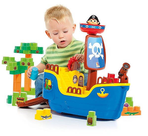 Navio Pirata Baby Land Blocos de Montar 30 Peças - Cardoso Toys