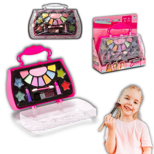 Kit Estojo De Maquiagem Infantil Boneca Com 16 Itens