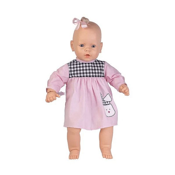 Boneca Meu Bebê Vestido Rosa e Preto 60 cm - Estrela