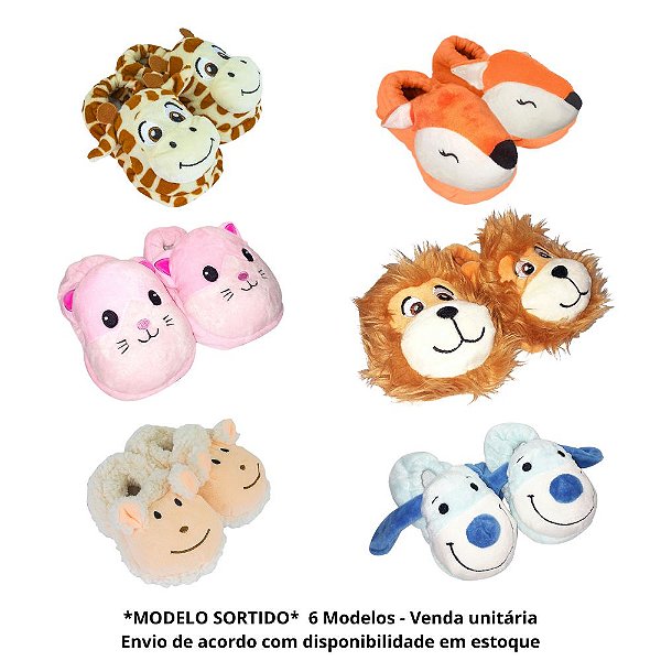 Pantufa Infantil Animais 6 Modelos Sortidos 24-36 Meses - Unik - Ideal  Presentes