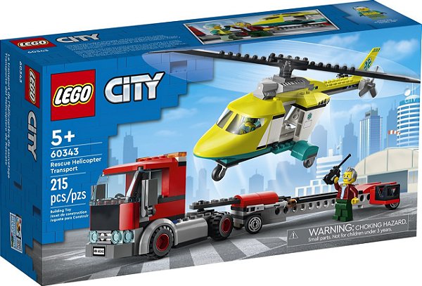 LEGO City - Transporte de Helicóptero de Salvamento 215 Peças 60343