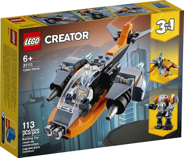 LEGO Creator 3 em 1 - Ciberdrone 113 Peças 31111