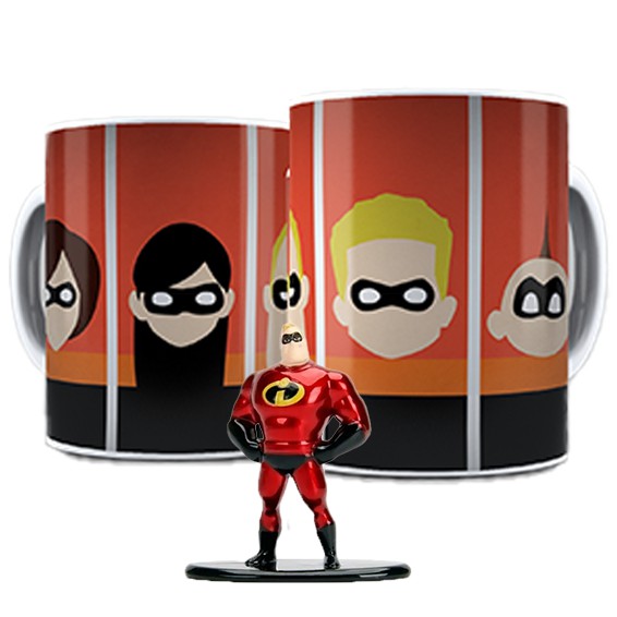 Kit Caneca Os Incríveis + Nano MetalFigs Sr Incrível