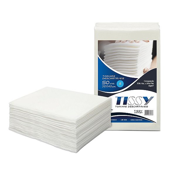 Toalha Descartável  Tissy - 30 x 40cm - Pacote 50 unid. - Alta Absorção - Casa - Hospitais - Clínicas - Salões de Beleza
