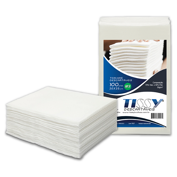 Toalha Descartável Tissy 30x35cm –Pacote 100 unid . Uso em clínicas, hospitais,salões, manicure e petshop