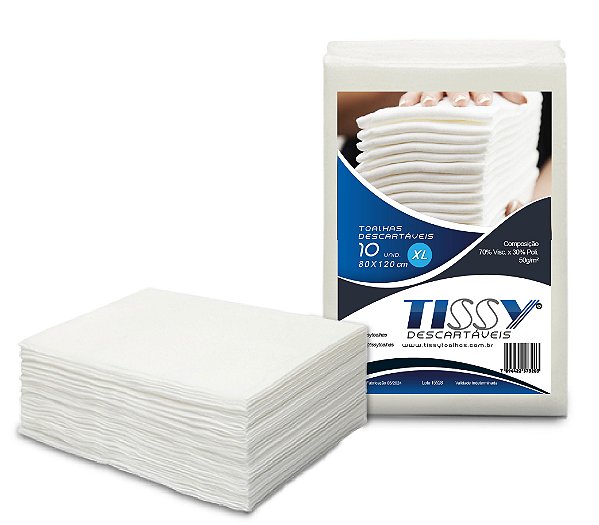 Toalha Descartável Tissy - 80 X 120 cm - Pacote 10 unid.- Alta Absorção - Casa - Hospitais - Clínicas - Salões de Beleza