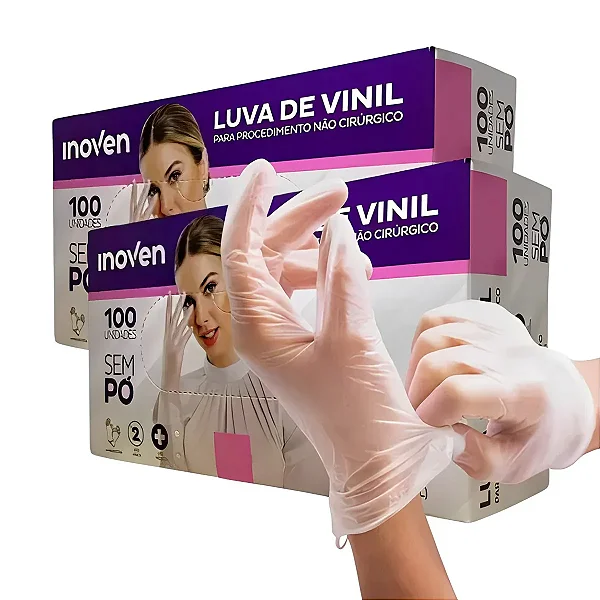 Luva Vinil Sem Pó Profissional Caixa com 100 un