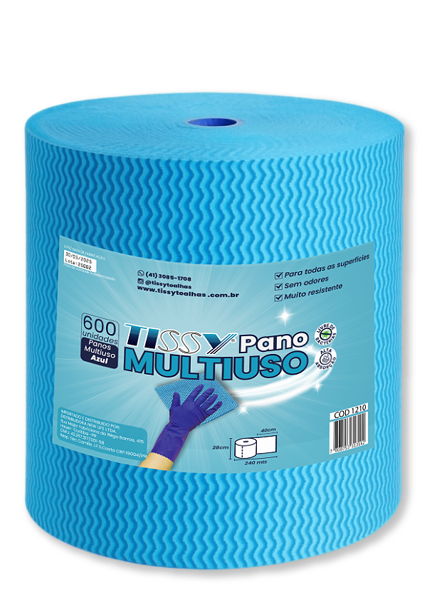 Pano Multiuso TISSY Rolo Tipo Perfex | 300 Metros | Picotado 28x40cm