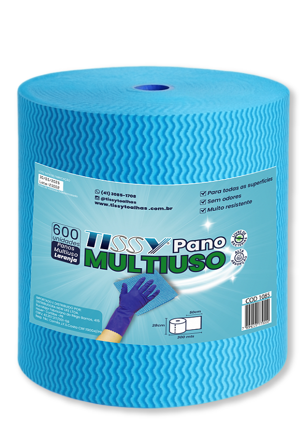 Pano Multiuso TISSY Rolo Tipo Perfex | 300 Metros | Picotado 28x50cm