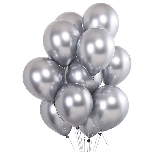 Kit 50 Balão Bexiga Metalizado N°10 / 26cm Prata Diversas Cores Atacado -  SeletoStore
