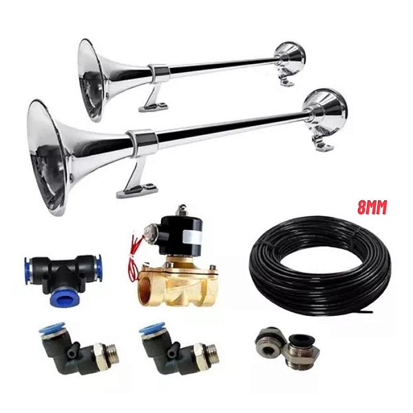 Kit Buzina Marítima Completo 8mm + Válvula Solenóide 1/2 12v ou 24v