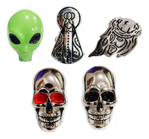 Par Parafuso Placa Cranio Caveira Et Santa Metal Moto Carro Caminhão