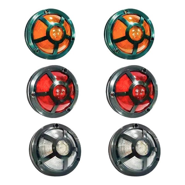 Kit 6 Lanterna Estribo Led Compatível Mercedes Benz Mbb 1113 1313 1513 Adaptação Cara Preta 12v 24v